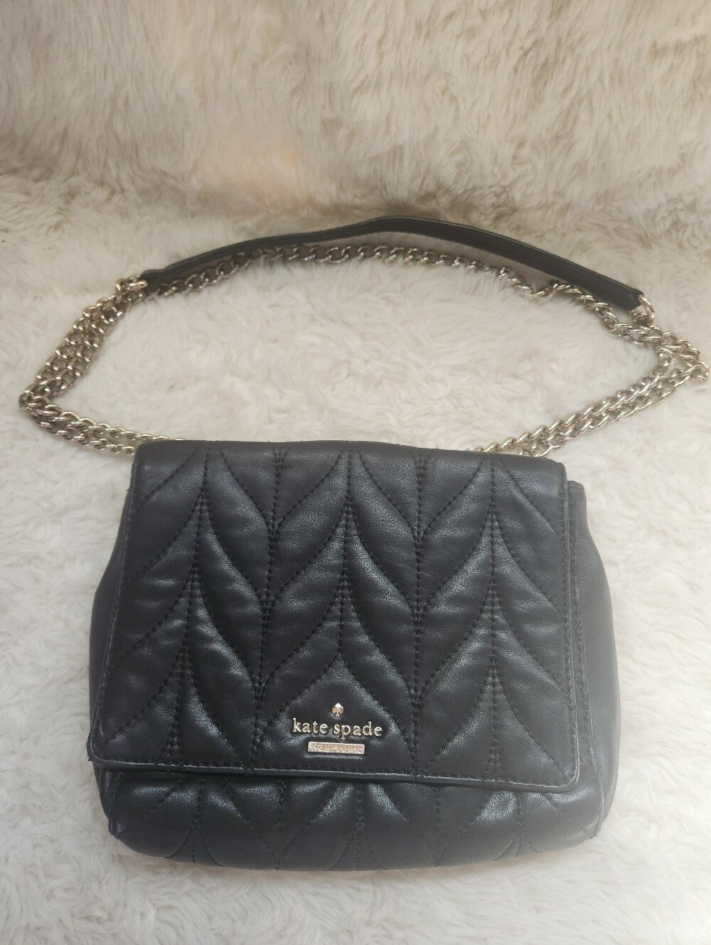 Kate Spade Briar Lane Quilted Mini Emelyn Leather Crossbody Bag Gold Chain Luxe